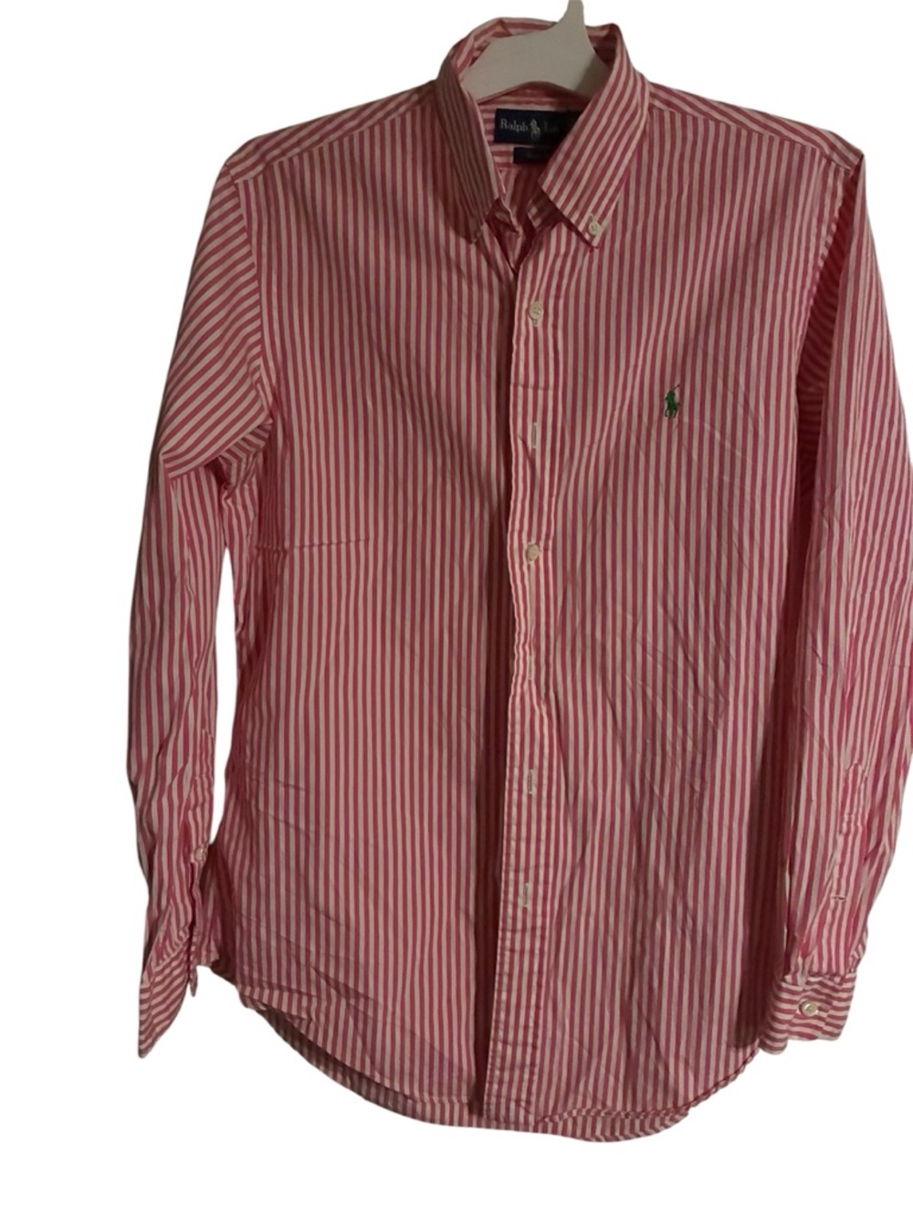 Ralph Lauren Custom Fit Stripe Button Shirt Men's S Green Pony Polo size Medium